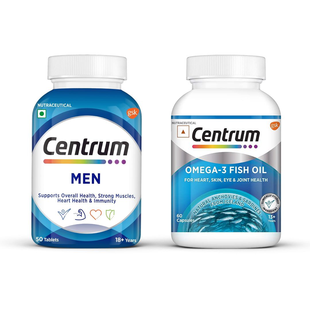 Centrum Men 50 Tablets & Omega-3 Fish Oil 60 Capsules