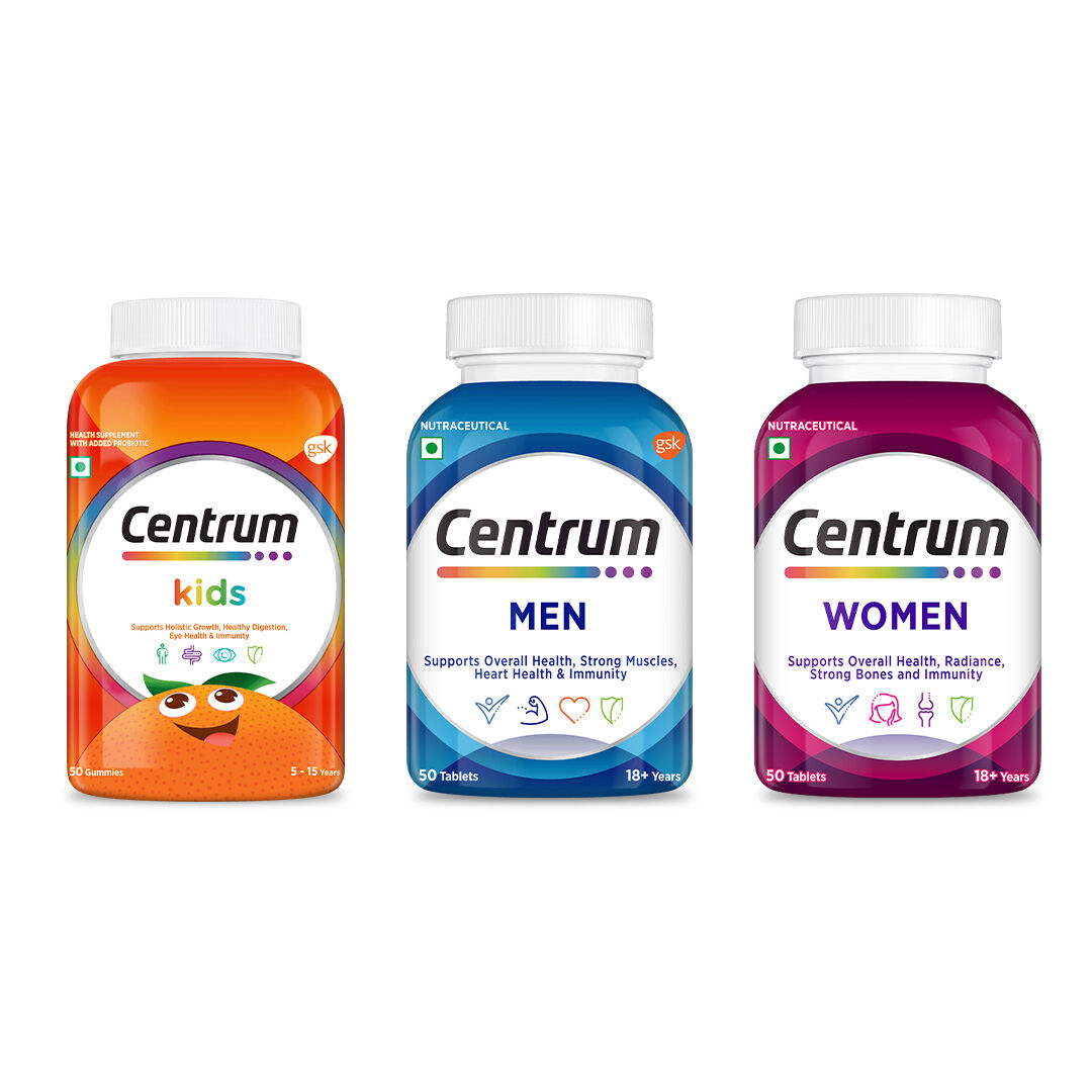 Centrum Kids 50 Gummies & Men 50 Tablets  & Women 50 Tablets